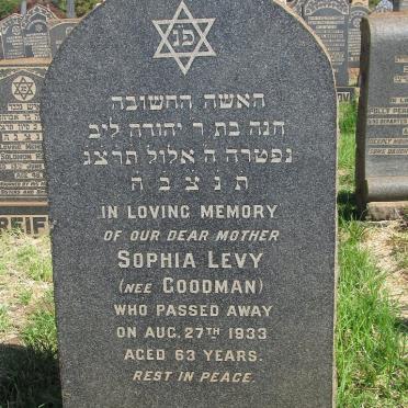 LEVY Sophia nee GOODMAN -1933