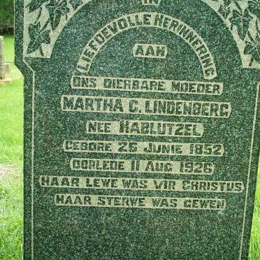 LINDENBERG Martha C. nee HABLUTZEL 1852-1926