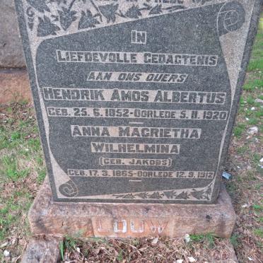 LOUW Hendrik Amos Albertus 1852-1920 &amp; Anna Magrietha Wilhelmina JAKOBS 1865-1912
