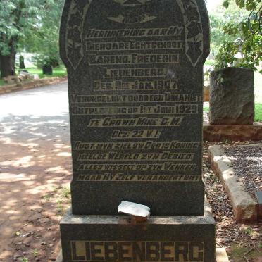 LIEBENBERG Barend Frederik 1907-1929