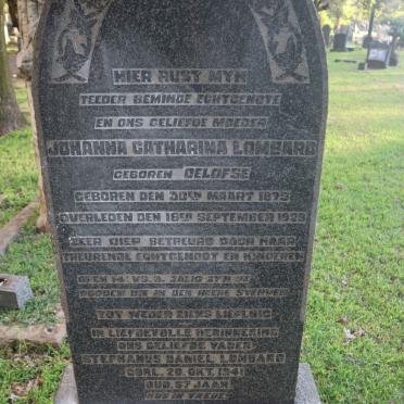 LOMBARD Stefanus Daniel -1941 &amp; Johanna Catharina OELOFSE 1879-1929