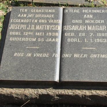 MATTHYSEN Joseph J.D. -1938 &amp; Susarah Margarita 1889-1963