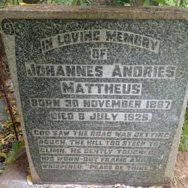 MATTHEUS Johannes Andries 1887-1926