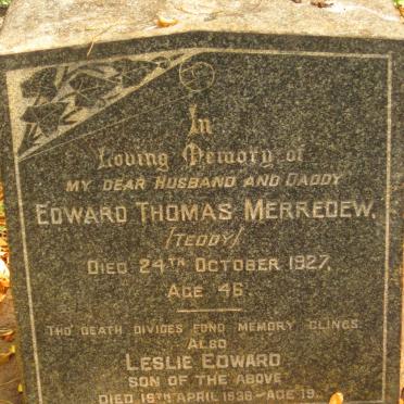 MERREDEW Edward Thomas -1927 :: MERREDEW Leslie Edward -1938