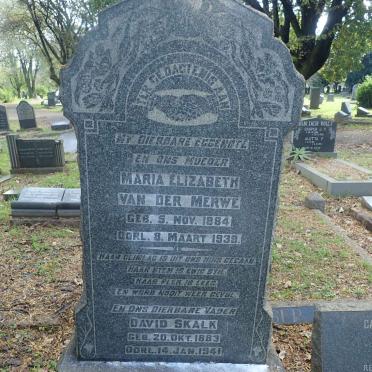 MERWE David Skalk, van der 1883-1941 &amp; Maria Elizabeth 1884-1939