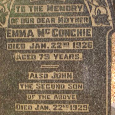McCONCHIE Emma -1926 :: McCONCHIE John -1929
