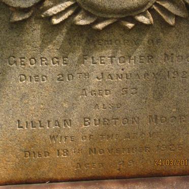 MOORE George Fletcher -1928 &amp; Lillian Burton -1926