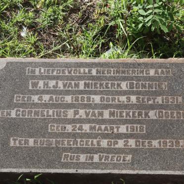NIEKERK W.H.J., van 1888-1931 :: VAN NIEKERK Cornelius P. 1918-1938