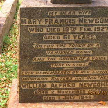 NEWCOMBE William Alfred 1862-1946 &amp; Mary Francis -1927