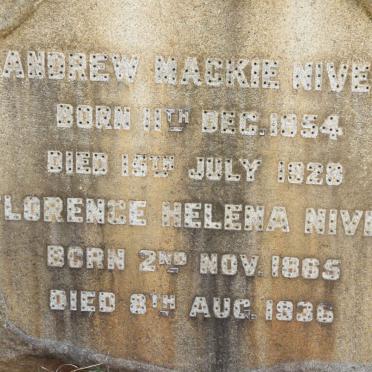 NIVEN Andrew Mackie 1854-1928 &amp; Florence Helena 1865-1936