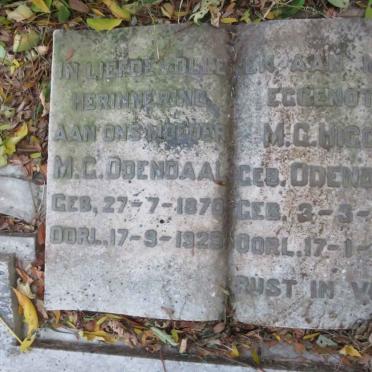 ODENDAAL M.G. 1870-1925 :: HIGGS M.G. nee ODENDAAL 1896-1926