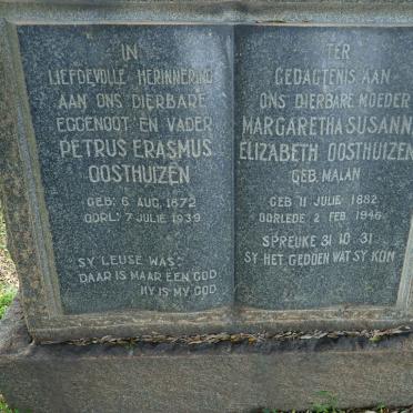 OOSTHUIZEN Petrus Erasmus 1872-1939 &amp; Margaretha Susanna Elizabeth MALAN 1882-1946