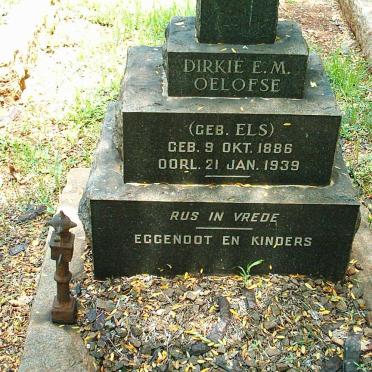 OELOFSE Dirkie E.M. nee ELS 1886-1939