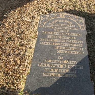 OLIVIER Philippus Arnoldus 1862-1939 &amp; Elsie Carolina nee COETZEE 1868-1934