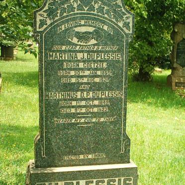 PLESSIS Marthinus D.P., du 1849-1922 &amp; Martina J. COETZEE 1859-1921