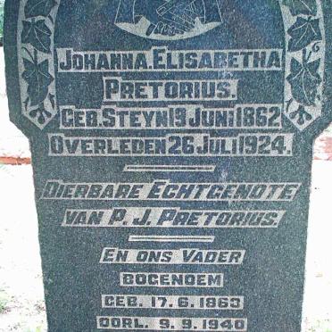 PRETORIUS P.J. 1863-1940 &amp; Johanna Elisabetha STEYN 1862-1924