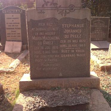 PREEZ Stephanus Johannes, du 1872-1957 &amp; Maria Magdalena 1870-1940