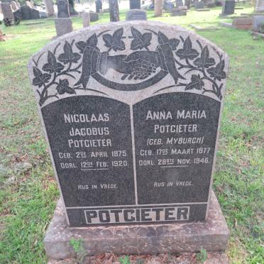POTGIETER Nicolaas Jacobus 1875-1920 &amp; Anna Maria MYBURGH 1877-1946