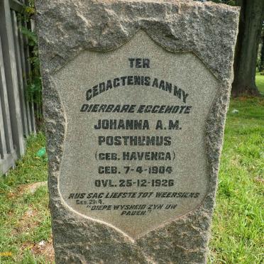 POSTHUMUS Johanna A.M. nee HAVENGA 1904-1926