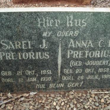 PRETORIUS Sarel J. 1851-1930 &amp; Anna C.D. JOUBERT 1858-1920