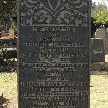 PRETORIUS Johannes Christiaan 1838-1914 &amp; Johanna Maria VAN DER WALT 1840-1881