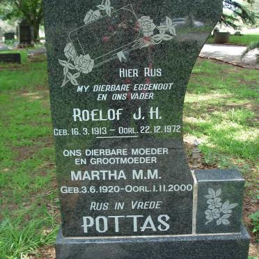 POTTAS Roelof J.H. 1913-1972 &amp; Martha M.M. 1920-2000