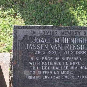 RENSBURG Joachim Hendrik, Jansen van 1921-1966