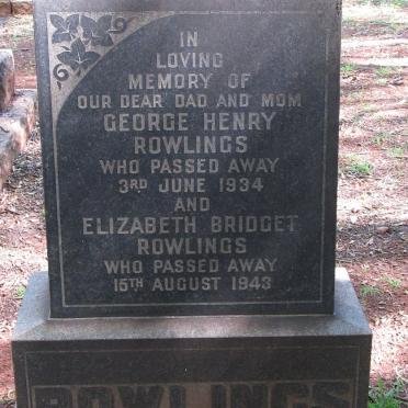 ROWLINGS George Henry -1934 &amp; Elizabeth Bridget -1934