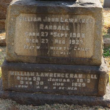 RANDALL William Lawrence 1873-1929 :: RANDALL William John Lawrence 190?-1927