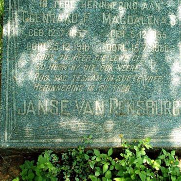 RENSBURG Coenraad F., Janse van 1857-1916 &amp; Magdalena 1865-1950