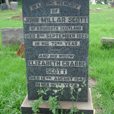 SCOTT John Millar -1925 &amp; Elizabeth Grabbe -1942