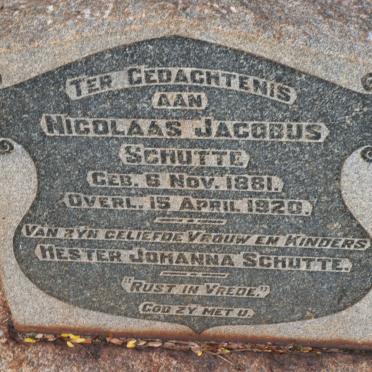 SCHUTTE Nicolaas Jacobus 1881-1920