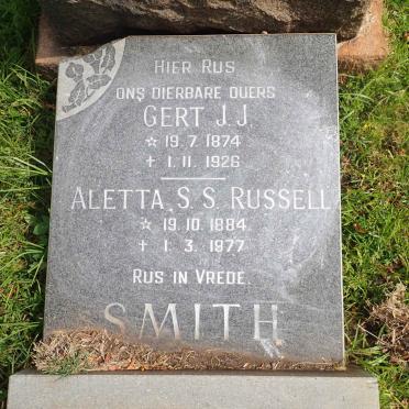 SMITH Gert J.J. 1874-1926 &amp; Aletta S.S. RUSSELL 1884-1977
