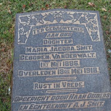 SMIT Maria Jacoba nee VAN DER WALT 1886-1918