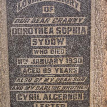 SYDOW Dorothea Sophia -1930 :: LESTER Cyril Algernon -1930