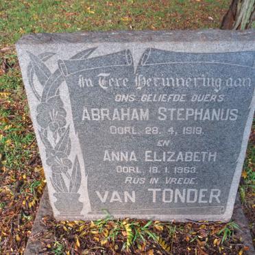 TONDER Abraham Stephanus, van -1919 &amp; Anna Elizabeth -1963