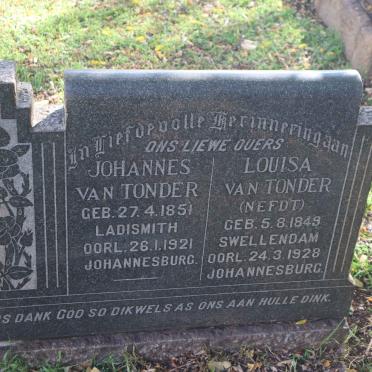 TONDER Johannes, van 1851-1921 &amp; Louisa NEFDT 1849-1928