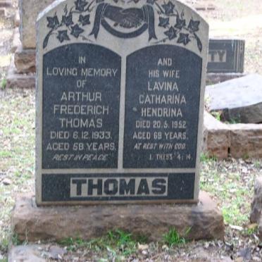 THOMAS Arthur Frederick -1933 &amp; Lavina Catharina Hendrina -1952