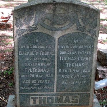 THOMAS Thomas Henry -1950 &amp; Elizabeth TELLAM -1935