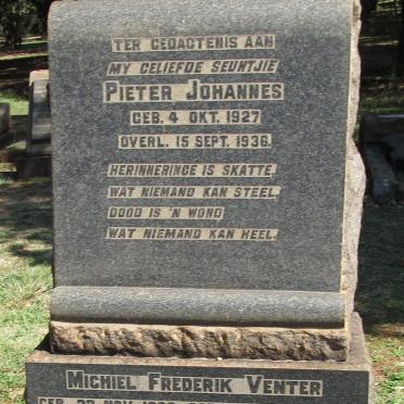 VENTER Michiel Frederik 1920-1947 :: VENTER Pieter Johannes 1927-1936