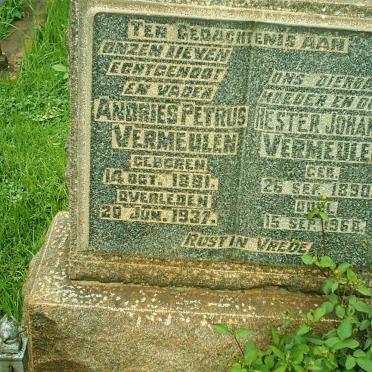 VERMEULEN Andries Petrus 1881-1937 &amp; Hester Johanna 1890-1968