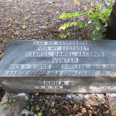 VENTER Gabriel Daniel Jacobus 1856-1916 &amp; Anna E.J.  -1934