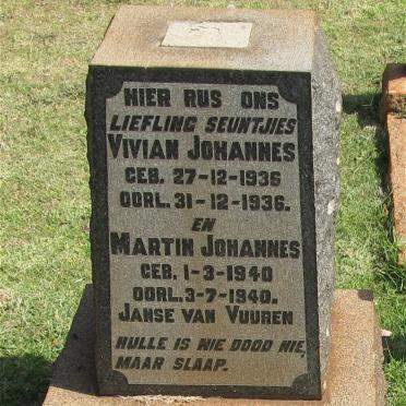 VUUREN Vivian Johannes, Janse van 1936-1936 :: JANSE VAN VUUREN Martin Johannes 1940-1940