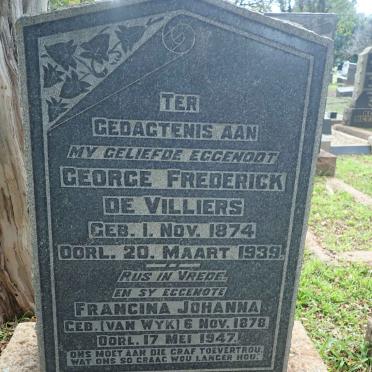 VILLIERS George Frederick, de 1874-1939 &amp; Francina Johanna VAN WYK 1878-1947