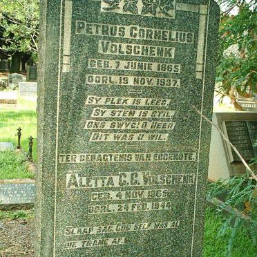 VOLSCHENK Petrus Cornelius 1865-1937 &amp; Aletta C.C. 1866-1944