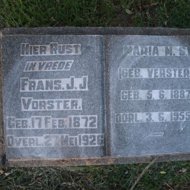 VORSTER Frans J.J. 1872-1926 &amp; Maria M.S. VERSTER 1887-1955