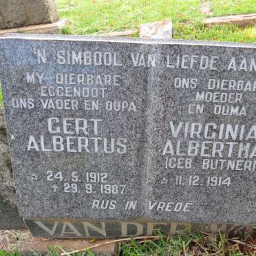 WALT Gert Albertus, van der 1912-1987 &amp; Virginia Albertha BUTNER 1914-