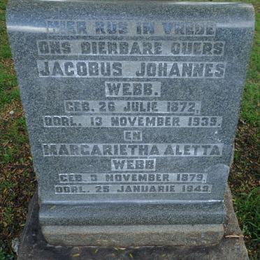 WEBB Jacobus Johannes 1872-1939 &amp; Margarietha Aletta 1879-1949