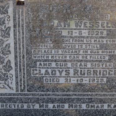 WESSELS Sarah -1928 :: RUBRIDGE Gladys -1929