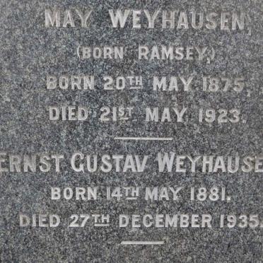 WEYHAUSEN Ernst Gustav 1881-1935 &amp; May RAMSEY 1875-1923
